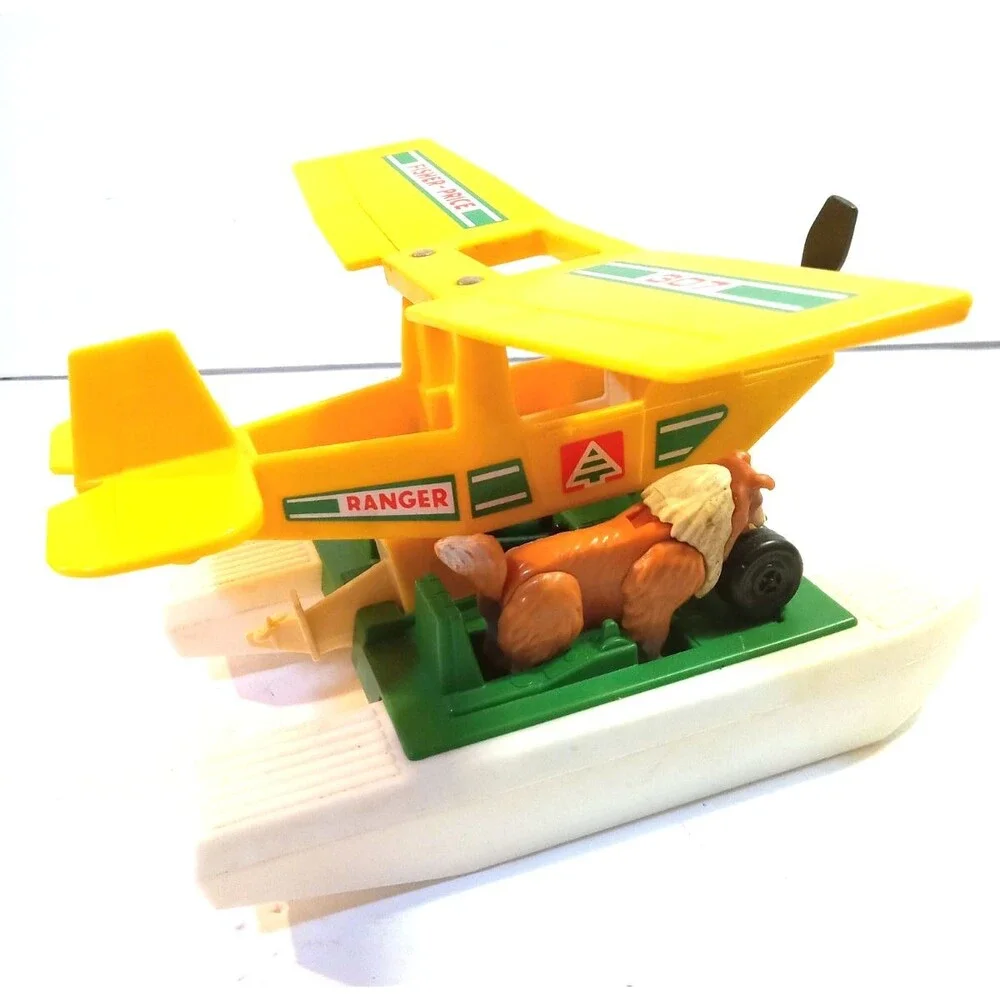 Vintage Fisher Price Adventure People Yellow Patrol Ranger PLANE 307 &Boat 1976
